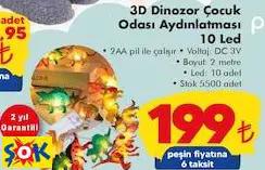 3D DİNOZOR ÇOCUK ODASI AYDINLATMASI 10 LED